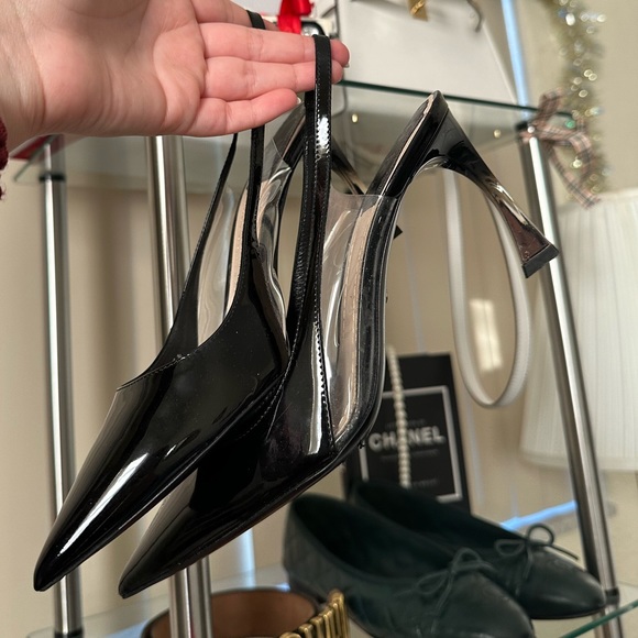 NWOB Dior Clear & Black Patent Leather Slingback - Picture 4 of 16